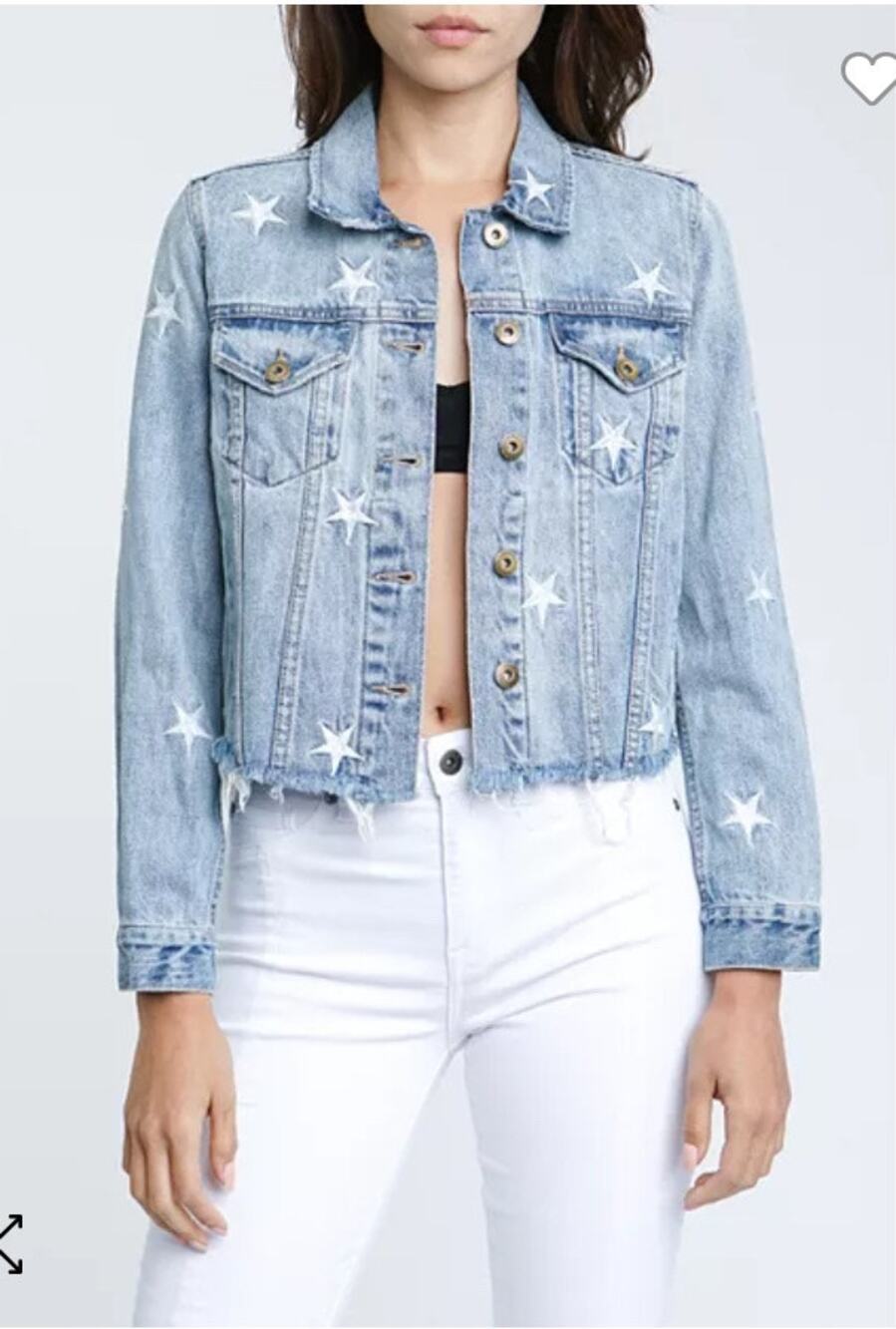 Pistola Women Cut-off Denim Cropped “Brando” Star Jacket Sz.Sm Festival boho